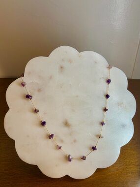 Amethyst Beaded Gold Chain Necklace